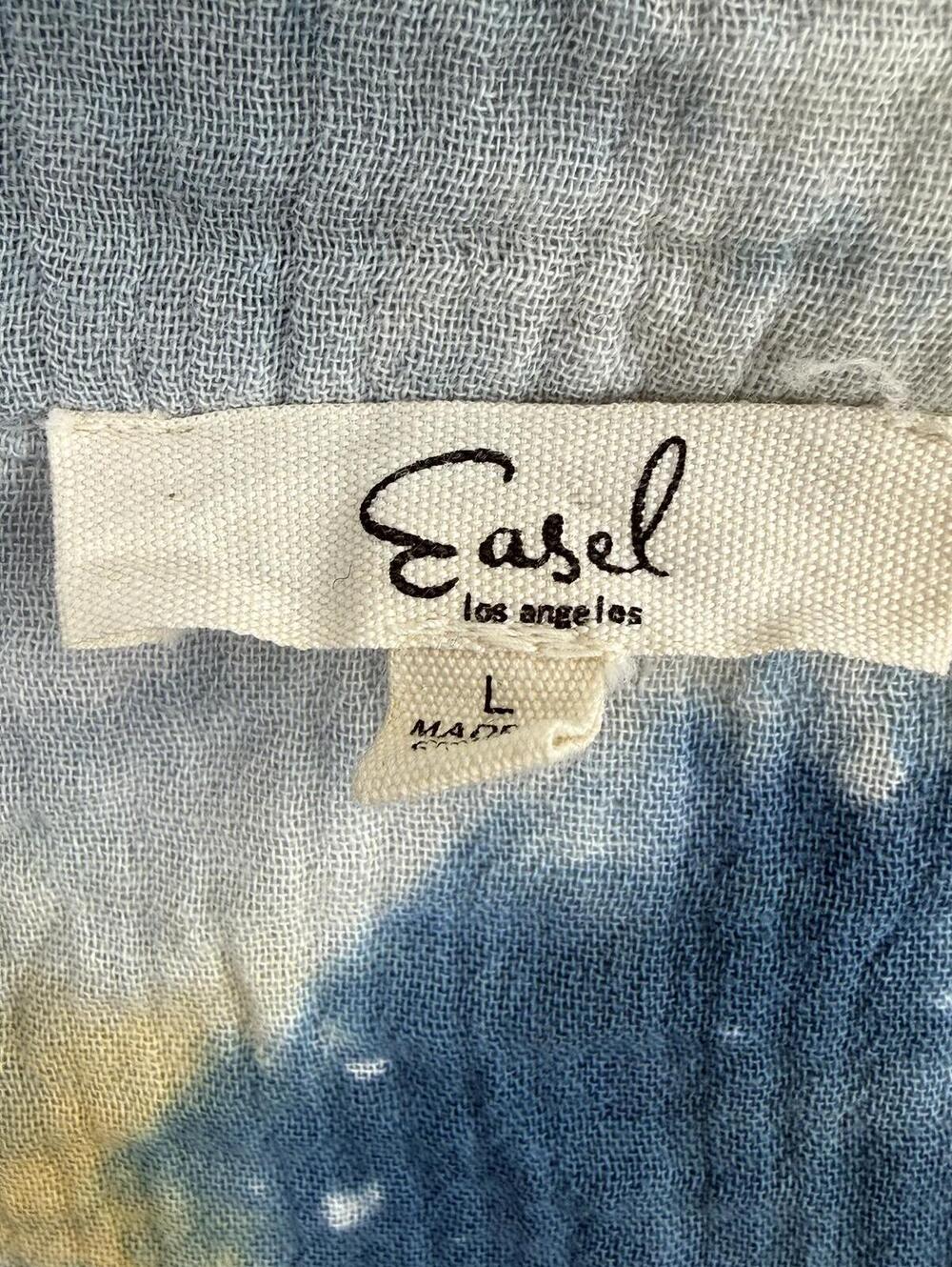 Easel 100% Cotton Oversized Blue Tie-Dye Short Sleeve Dress - Size - Large - Picture 4 of 6